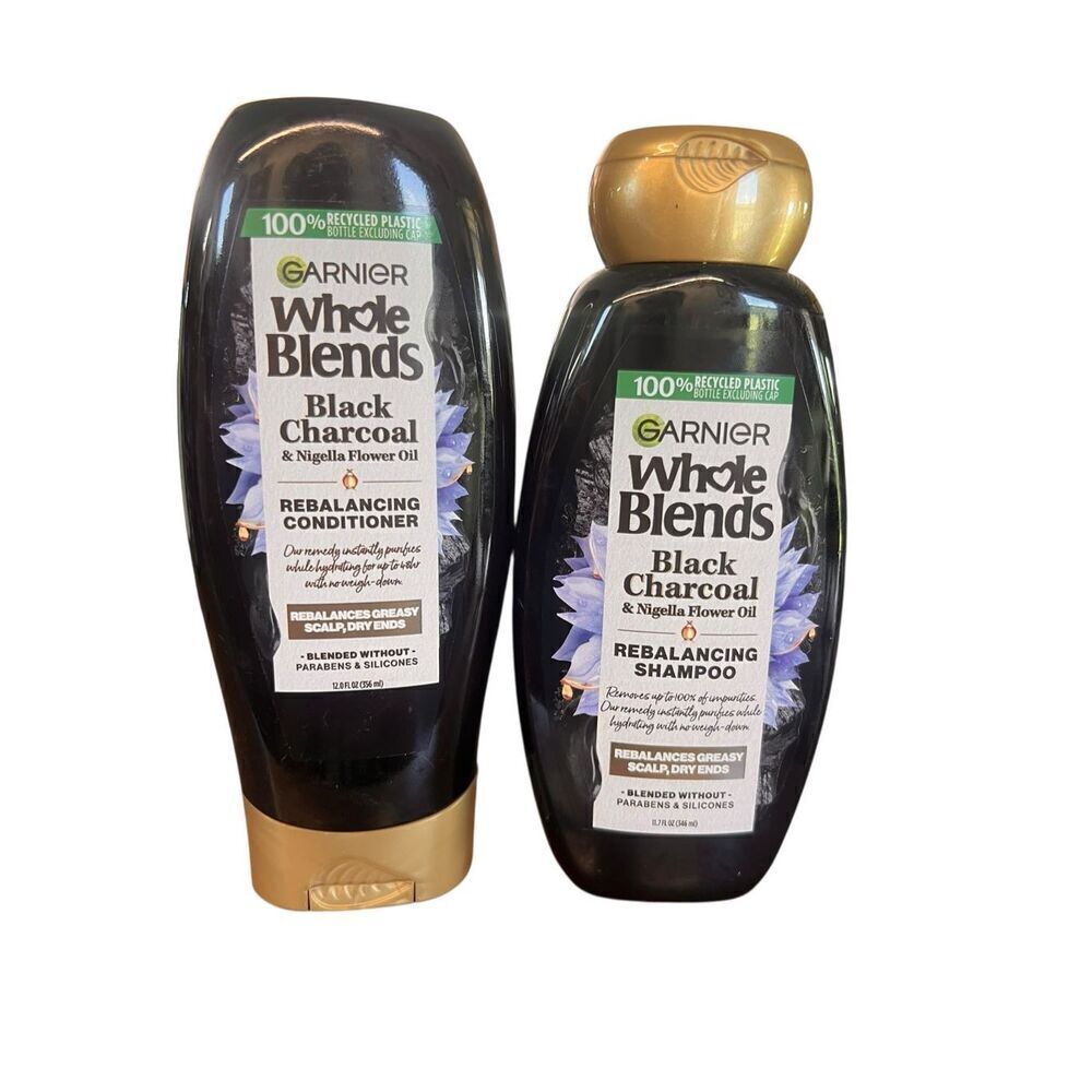 Garnier Whole Blends Black Charcoal Rebalancing Shampoo 11.7 & Conditioner 12oz